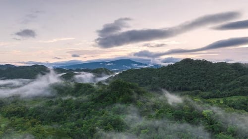 Beautiful aerial view of the valley landscape in the morning.