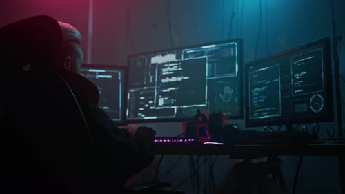 Une hacker féminine ciblée inspecte soigneusement les détails du codage