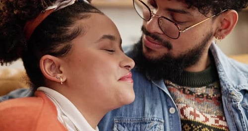 Intimate Couple Kissing Tenderly Indoors