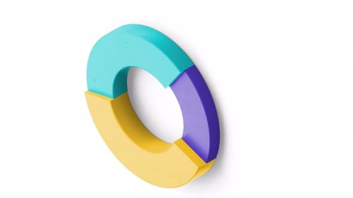 Animated 3D Donut Chart With Three Segments For Data Analysis