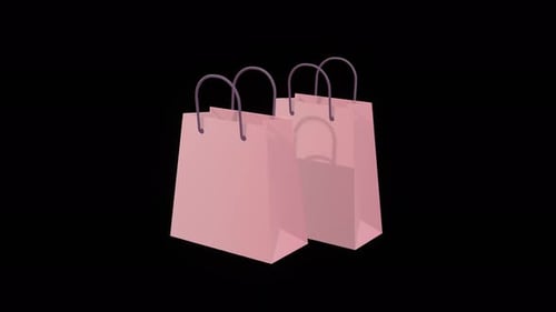 3D Looping Animation of Shopping Bags for E-Commerce and Online Marketing with Alpha Channel.
