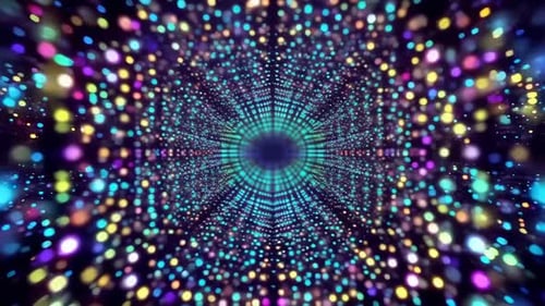 Abstrakte bunte Bokeh-Partikeltunnel-Bewegungsgrafikschleife