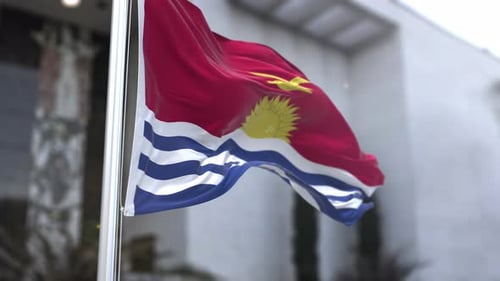 Offizielle Flagge von Kiribati im wehenden Wind 4K