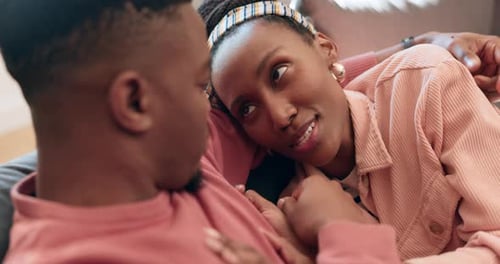 Affectionate Couple Relaxing Together on Couch