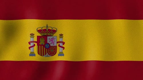 Spanish Flag Waving Loop with Fabric Texture