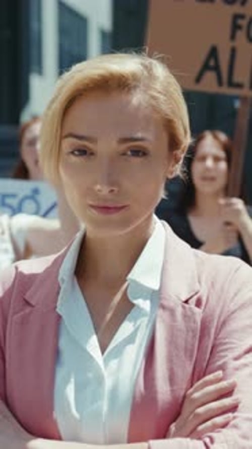 Confident Woman at a Protest for Equality