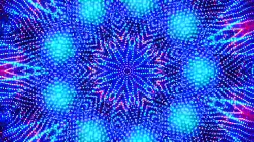 Dynamic abstract blue light patterns swirl and pulse with energy