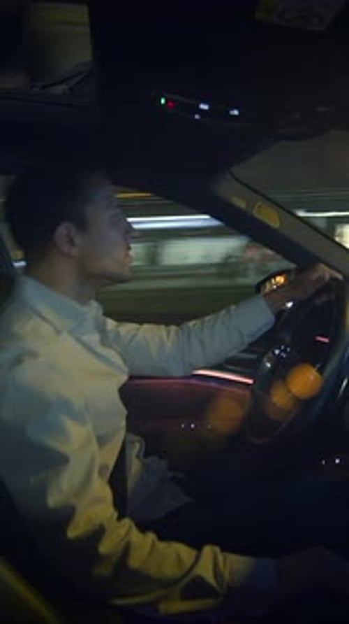 Night Driving in a Modern Car The Thrilling Adventure Amidst the Captivating City Lights