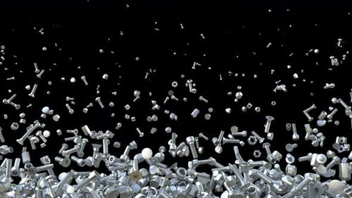 3D Falling Bolts and Nuts Animation