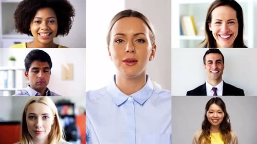 Diverse Group Video Conference Call Working From Home