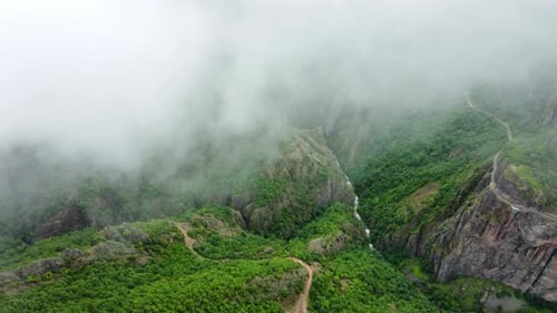 Clouds Over Beautiful Summer Mountains Green Forest Magical Natural Morning Fog Nature Landscape