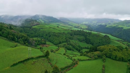 Aerial Green Hills Nature Cloudy Summer Day Forest Terrain Slopes Environment