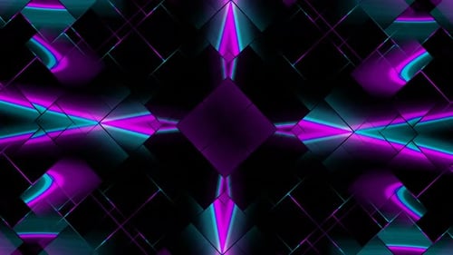 Abstract Geometric Glowing Neon Kaleidoscope Pattern Loop Background