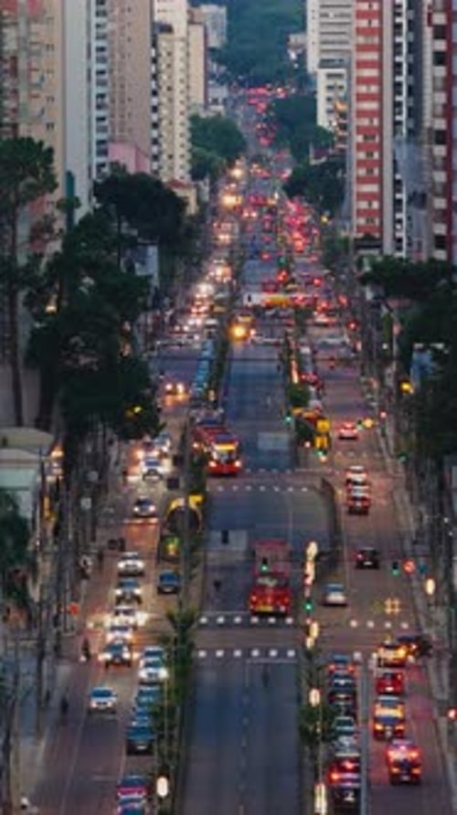Curitiba Downtown BRT Movement Traffic Evening Urban Glow Curitiba