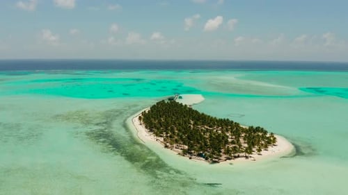 Tropical Island with a Beach on the Atoll Onok Island Balabac Philippines