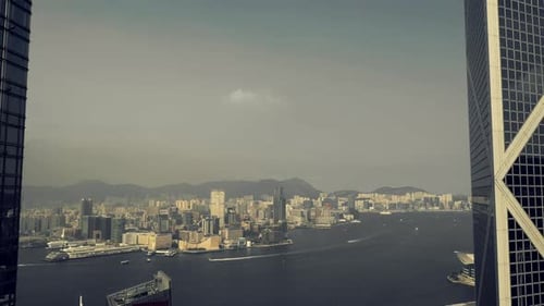 4k video footage of a beautiful coastal city at sunset