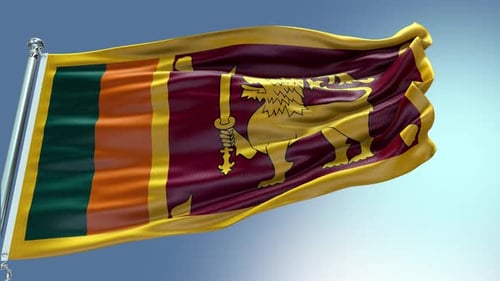 Realistic Sri Lanka National Flag Waving in Slow Motion