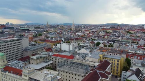 Vienna Establishing Shot of Downtown Buildings in Austria