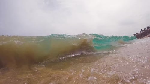 Beautiful Sea Water Spray Splash Huge Ocean Wave Slow Motion