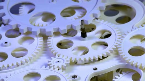 Rotating Gears in Close Up, Machine Technology