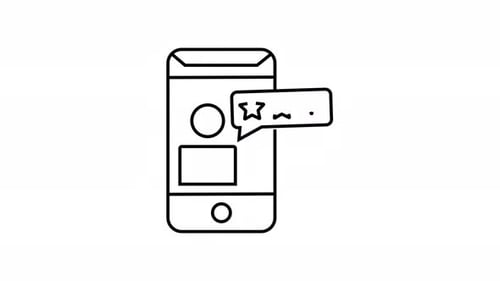 Mobile phone with user review notification animation