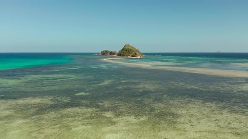 Tropical Island with Sandy Beach Philippines Palawan