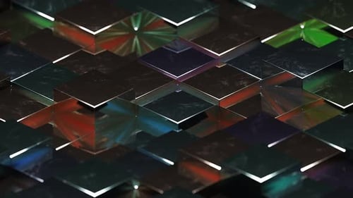 Leichter mehrfarbiger abstrakter glänzender strukturierter Würfelhintergrund VJ Loop in 4K