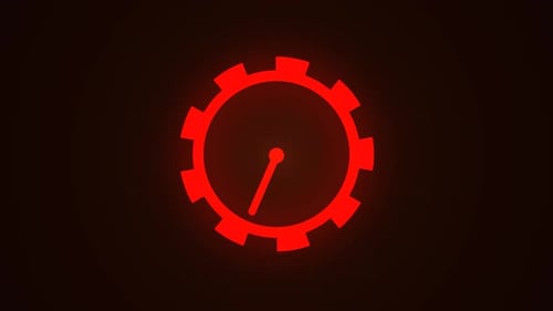 Red Glowing Clock Gear Icon Looping Animation