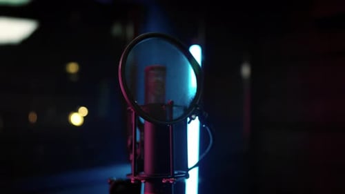 Professional Microphone in Music Recording Studio Audio Production Industry Modern Equipment for