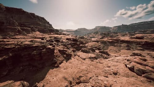 Desert Canyon Flyover Landscape Drone View