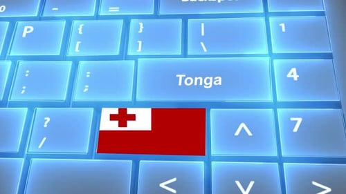 Flag of Tonga on the Buttons on Keyboard With Country Name