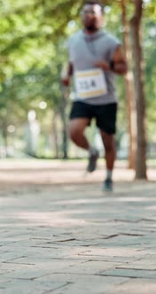 Running, marathon and health with people in park for sports, challenge and workout