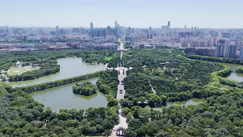 Aerial Beiling Park in Liaoning Province