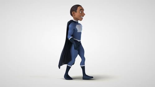 3D Animated Superhero Character Walking Loop