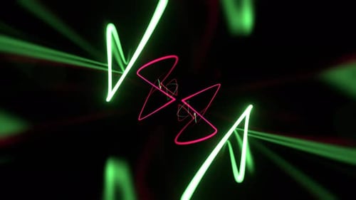 Green And Pink Laser Neon Glow In Infinite Flow Background VJ Loop In 4K