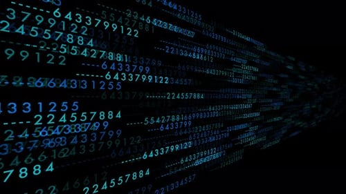 Flowing Blue Numbers Digital Data Stream Animated Background