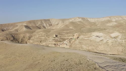 Mar Saba Greek Orthodox Monastery in Israel Judaean Desert, Aerial view