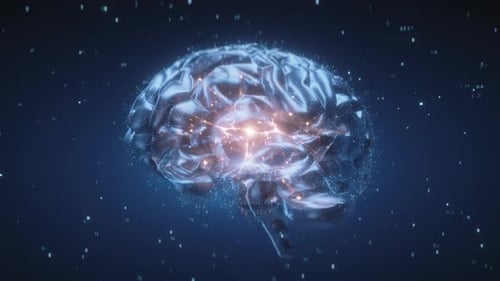 Futuristic Digital Brain with Neural Connections and Glowing Data Nodes