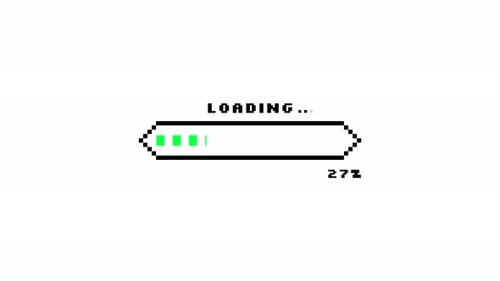 Cyberpunk Green Pixelated Progress Bar 0 to 100 Percent