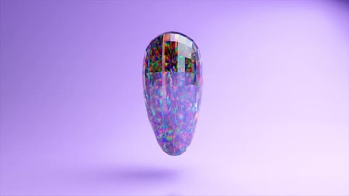 Love Concept Wunderschöne Nahaufnahme eines Diamantenherzes auf blauem Neonhintergrund, 3D-Animation zum Valentinstag