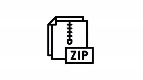 animación de iconos de línea de archivo zip