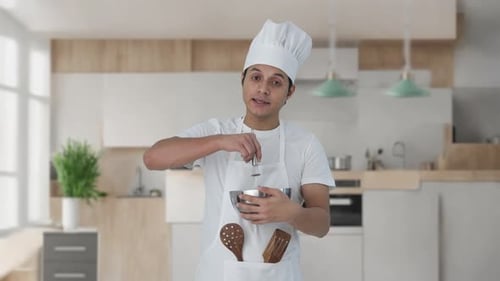 Indian professional chef telling recipe