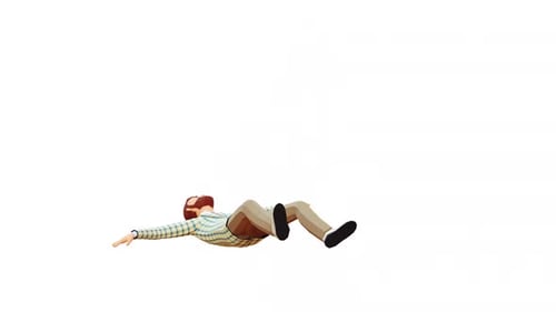 3D man - dying animation. A man falls on his back with cardiac arrest.