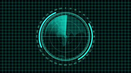 Animated Futuristic Global Radar Scan with HUD Interface