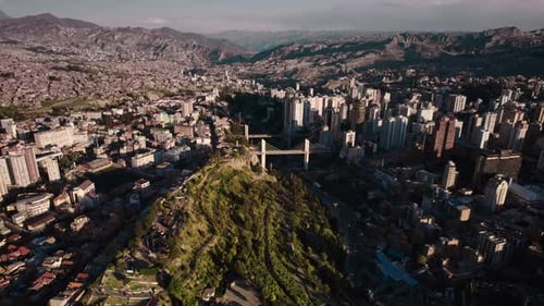 Aerial View of Sunset Over the Andean City - La Paz, Bolivia