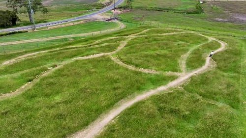 Dirt Bike Farm Riding Follow Drone