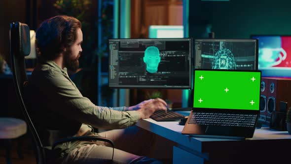 AI Becoming Sentient Chatting with Computer Scientist Green Screen ...