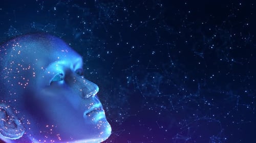 Artificial Intelligence Human Head Digital Network Background