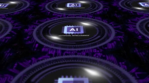 Futuristic AI Chips Digital Network Loop Background