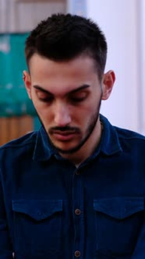 Man Turning His Head in Mosque